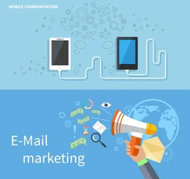 Mobile Communication and E-mail Marketing Stock Illustration