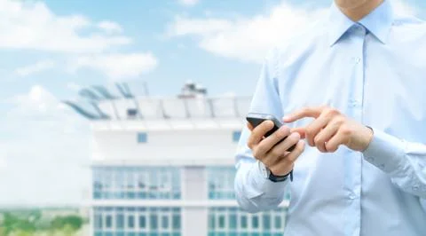 Mobile communication with copy space Stock Photos