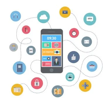 Mobile communication illustration concept Ilustração Stock