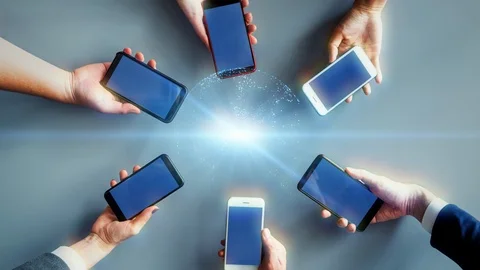 Mobile communication network concept. 5G. Wireless communication. Video stock 115568485