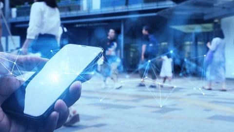 Mobile communication network concept. Digital transforamtion. Stock Footage 121299831