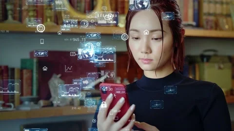 Mobile communication network concept. Graphical User Interface. Stock Footage 139117780