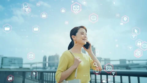 Mobile communication network concept. IoT (Internet of Things). Stock Footage 163188574