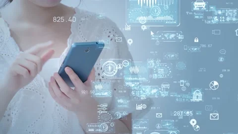 Mobile communication network. GUI (Graphical User Interface). Video stock 138188344