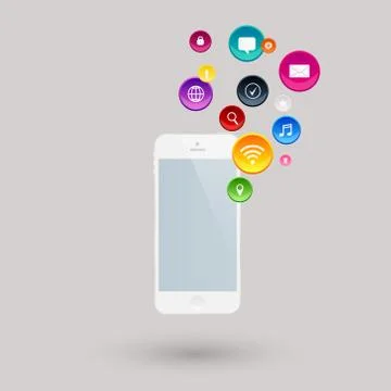 Mobile communication by smart phone apps to services available on the interne Stock Illustration
