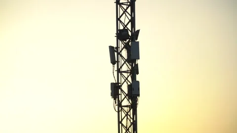Mobile communication stations and mobile communication towers Stock Footage 309929958