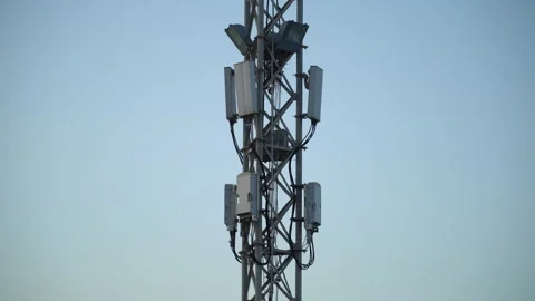 Mobile communication stations and mobile communication towers Stock Footage 309930219