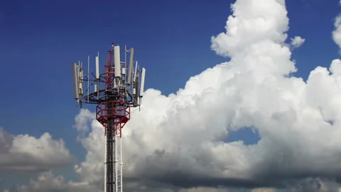 Mobile Communication Tower Time Lapse during a day Stock Footage 247480711