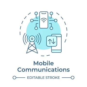 Mobile communications soft blue concept icon Stock Illustration