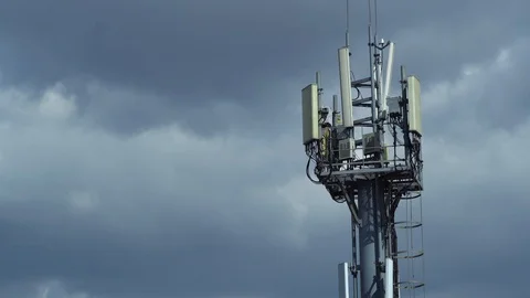 Mobile communications tower against the sky. time lapse Stock-Footage 108705094
