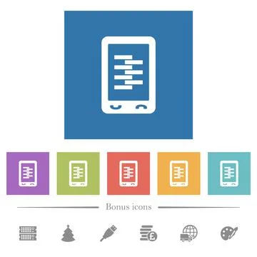 Mobile compress data flat white icons in square backgrounds Stock Illustration