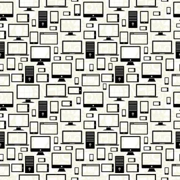 Mobile, computer and tablet icons seamless pattern Stock Illustration
