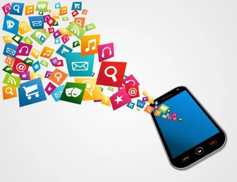 Mobile computer applications Stock Illustration