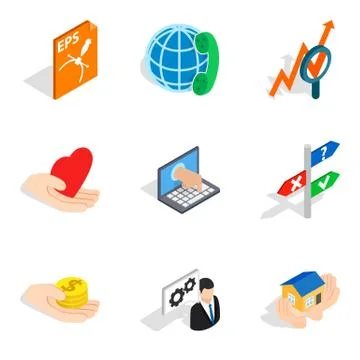 Mobile computer icons set, isometric style Illustrazione stock