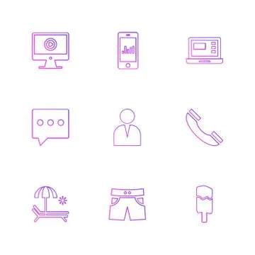 Mobile , computer , technology , calls , home , eps icons set vector 스톡 일러스트
