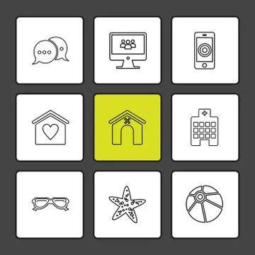 Mobile , computer , technology , calls , home , eps icons set vector 스톡 일러스트