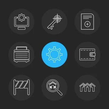 Mobile , computer , technology , calls , home , eps icons set vector Stock-Illustration