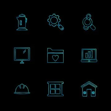 Mobile , computer , technology , calls , home , eps icons set vector Illustrazione stock
