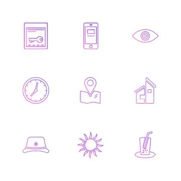 Mobile , computer , technology , calls , home , eps icons set vector 스톡 일러스트