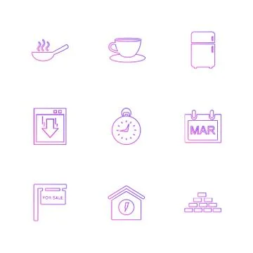 Mobile , computer , technology , calls , home , eps icons set vector Illustrazione stock