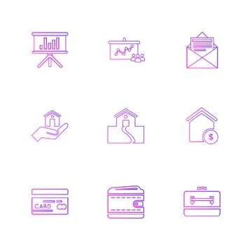 Mobile , computer , technology , calls , home , eps icons set vector Illustrazione stock