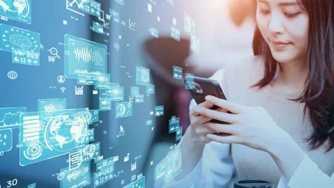 Mobile comuunication network concept. Smart phone. Stock Footage 147568733