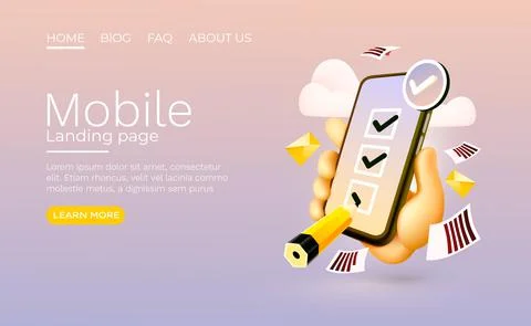 Mobile confirmation document check list service, approval management. Vector Illustrazione stock