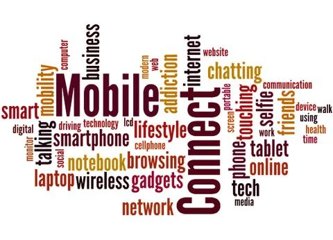 Mobile Connect, word cloud concept Stock Illustration