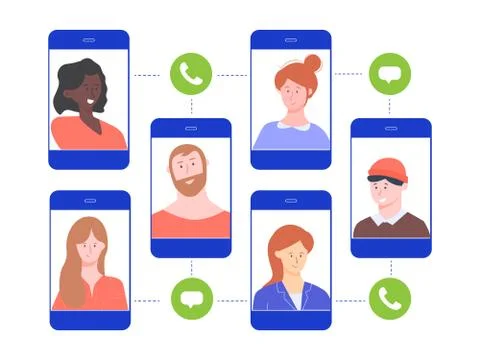 Mobile connection between people. Stock Illustration