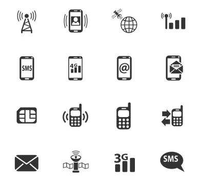 Mobile connection icon set Stock Illustration