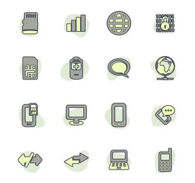 Mobile connection icons set Stockillustratie