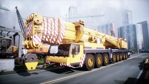 Mobile Construction crane, construction machinery. 4k animation. Stock Footage 328524913