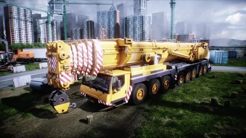 Mobile Construction crane, construction machinery. 4k animation. Stock Footage 328525038