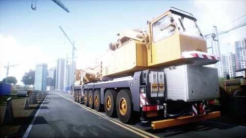 Mobile Construction crane, construction machinery. 4k animation. Stock Footage 328525041