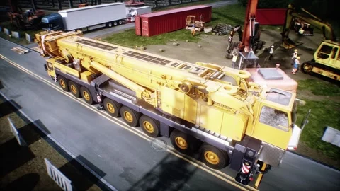 Mobile Construction crane, construction machinery. 4k animation. Video stock 328525076