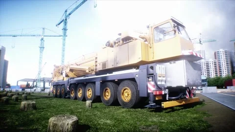 Mobile Construction crane, construction machinery. 4k animation. Stock Footage 328525084