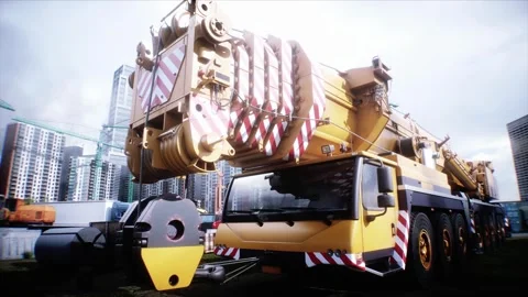 Mobile Construction crane, construction machinery. 4k animation. Stock Footage 328525284