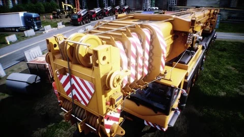 Mobile Construction crane, construction machinery. 4k animation. Stock Footage 328525320