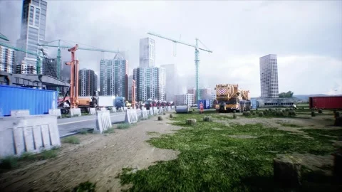 Mobile Construction crane, construction machinery. 4k animation. Stock Footage 328525472