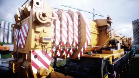 Mobile Construction crane, construction machinery. 4k animation. Stock Footage 328539650