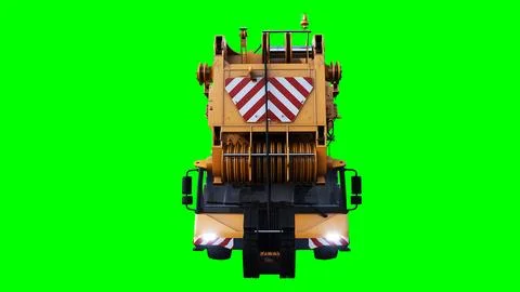 A mobile construction crane. Isolate green screen. 3d rendering. Illustrazione stock