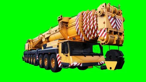 A mobile construction crane. Isolate green screen. 3d rendering. Stock Illustration