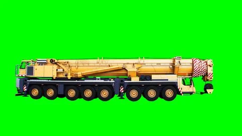 A mobile construction crane. Isolate green screen. 3d rendering. Illustrazione stock