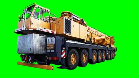 A mobile construction crane. Isolate green screen. 3d rendering. Stock Illustration