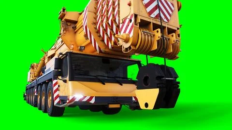 A mobile construction crane. Isolate green screen. 3d rendering. Stock Illustration
