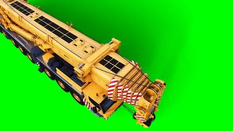 A mobile construction crane. Isolate green screen. 3d rendering. Stock Illustration