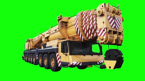 A mobile construction crane is moving. Rotation wheels. Green screen 4k isolate. Stock Footage 328524908