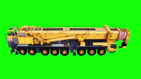 A mobile construction crane is moving. Rotation wheels. Green screen 4k isolate. Stock Footage 328525104