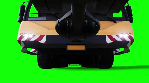 A mobile construction crane is moving. Rotation wheels. Green screen 4k isolate. Stock Footage 328525243
