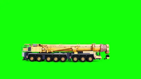 A mobile construction crane is moving. Rotation wheels. Green screen 4k isolate. Video stock 328525262